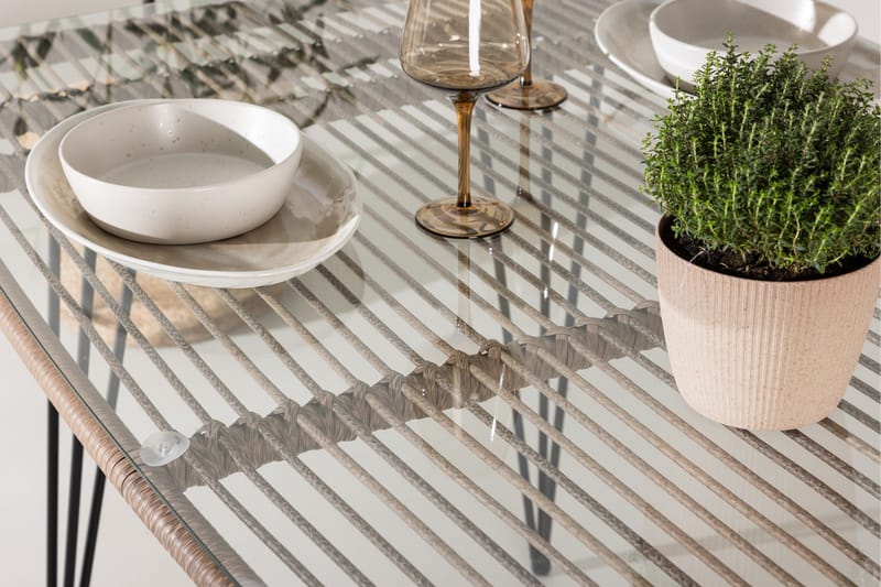 Viga Matbord Utomhus 90x160 cm – Rektangulärt Utebord i stål med glasskiva för Trädgården - Brun - Utemöbler - Utebord & trädgårdsbord - Matbord utomhus