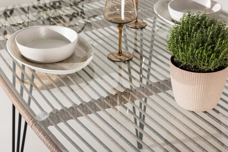 Viga Matbord Utomhus 90x160 cm – Rektangulärt Utebord i stål med glasskiva för Trädgården - Brun - Utemöbler - Utebord & trädgårdsbord - Matbord utomhus