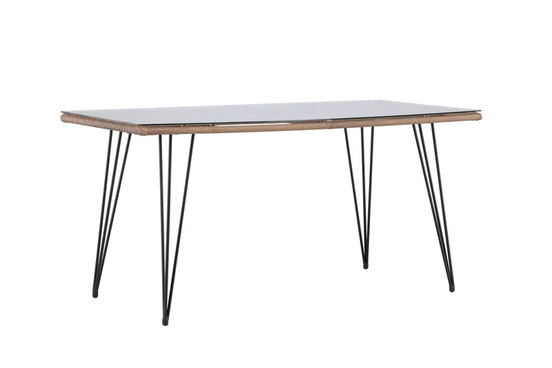 Viga Matbord Utomhus 90x160 cm – Rektangulärt Utebord i stål med glasskiva för Trädgården - Brun - Utemöbler - Utebord & trädgårdsbord - Matbord utomhus