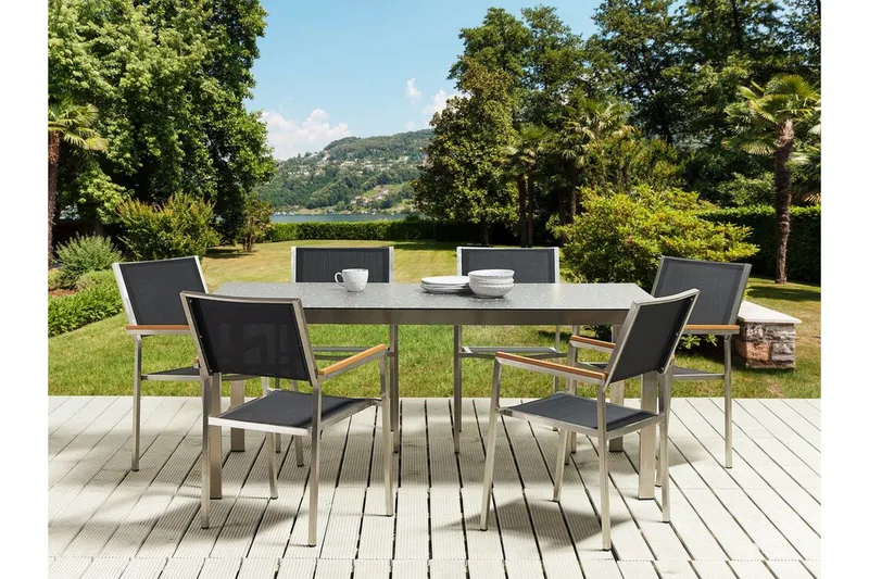 Zervo Matbord Utomhus 180x90 cm - Svart/Silver - Utemöbler - Utebord & trädgårdsbord - Matbord utomhus