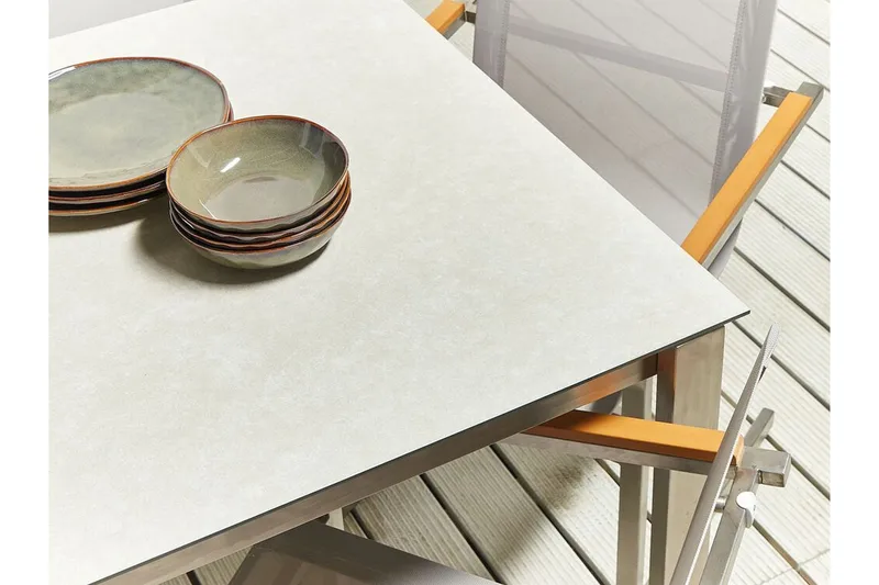 Zervo Matbord Utomhus 180x90 cm - Vit/Silver - Utemöbler - Utebord & trädgårdsbord - Matbord utomhus