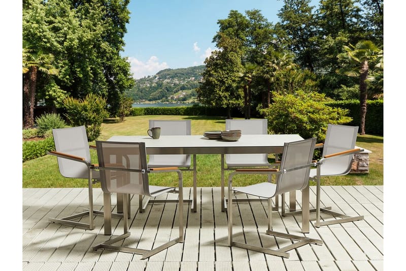 Zervo Matbord Utomhus 180x90 cm - Vit/Silver - Utemöbler - Utebord & trädgårdsbord - Matbord utomhus