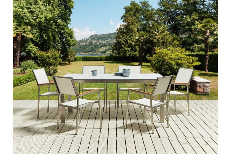 Zervo Matbord Utomhus 180x90 cm - Vit/Silver - Utemöbler - Utebord & trädgårdsbord - Matbord utomhus