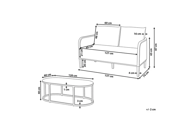 2-sitssoffa Montefalco - Utemöbler - Balkong - Balkongmöbler - Balkonggrupp & balkongset