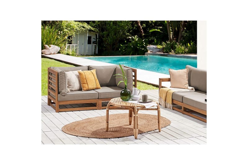 2-sitssoffa Trani Ljus trä/grått/beige - Ljus trä/grått/beige - Utemöbler - Utesoffa - Trädgårdssoffa