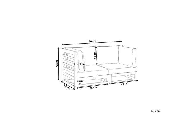 2-sitssoffa Trani Ljus trä/grått/beige - Ljus trä/grått/beige - Utemöbler - Utesoffa - Trädgårdssoffa