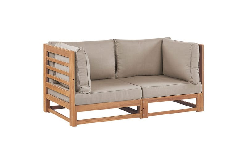 2-sitssoffa Trani Ljus trä/grått/beige - Ljus trä/grått/beige - Utemöbler - Utesoffa - Trädgårdssoffa