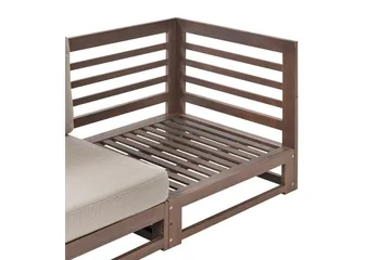 2-sitssoffa Trani Mörkt trä/grått/beige - Mörkt trä/grått/beige - Utemöbler - Utesoffa - Trädgårdssoffa