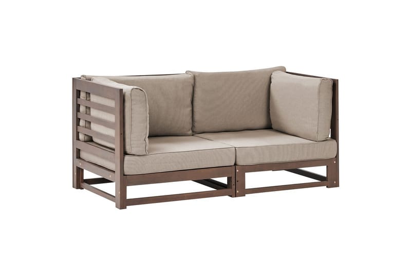 2-sitssoffa Trani Mörkt trä/grått/beige - Mörkt trä/grått/beige - Utemöbler - Utesoffa - Trädgårdssoffa