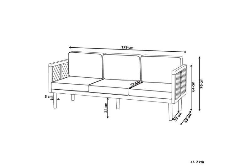 3-sitssoffa Baratti - Utemöbler - Utesoffa - Trädgårdssoffa