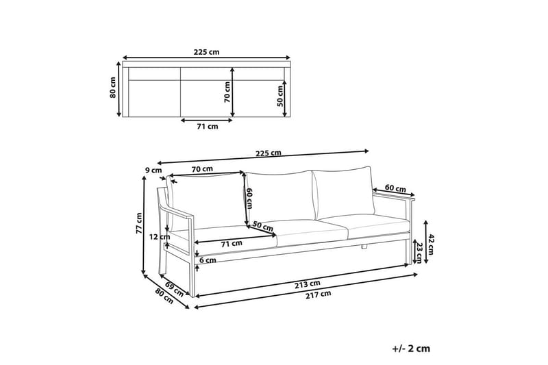 3-sitssoffa Kiato Ljusgrå /svart - Ljusgrå /svart - Utemöbler - Utesoffa - Trädgårdssoffa