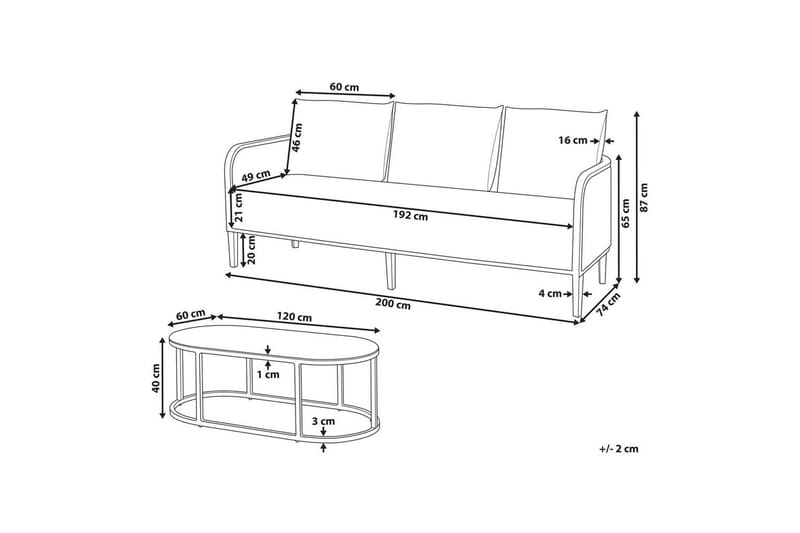 3-sitssoffa Montefalco - Utemöbler - Balkong - Balkongmöbler - Balkonggrupp & balkongset