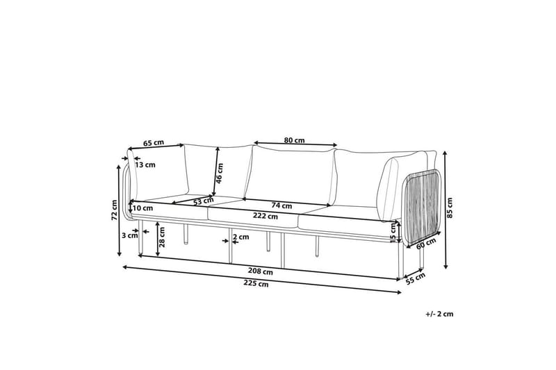 3-sitssoffa Senise - Utemöbler - Utesoffa - Trädgårdssoffa