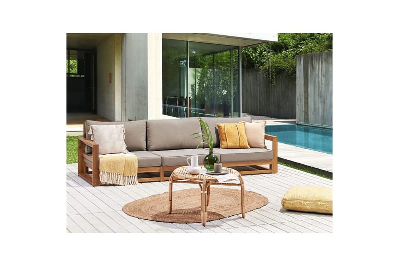 3-sitssoffa Timor Ljus trä/grått/beige, Ja - Ljus trä/grått/beige, Ja - Utemöbler - Utesoffa - Trädgårdssoffa