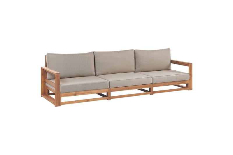 3-sitssoffa Timor Ljus trä/grått/beige, Ja - Ljus trä/grått/beige, Ja - Utemöbler - Utesoffa - Trädgårdssoffa