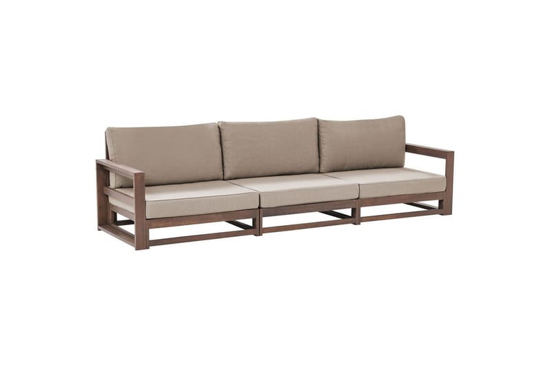 3-sitssoffa Timor Mörkt trä/grått/beige, Ja - Mörkt trä/grått/beige, Ja - Utemöbler - Utesoffa - Trädgårdssoffa