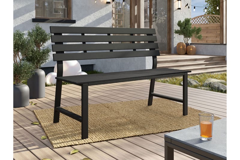 Alamin Utebänk 124 cm - Grå - Utemöbler - Utesoffa - Trädgårdsbänk & utebänk