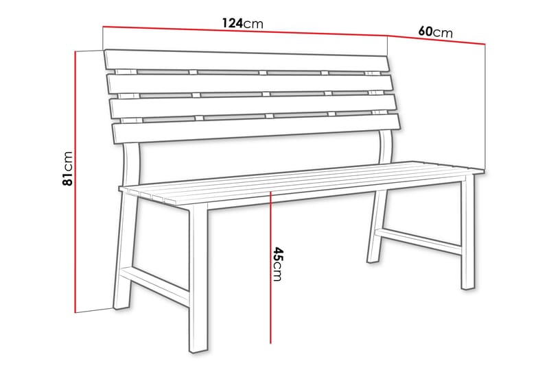 Alamin Utebänk 124 cm - Grå - Utemöbler - Utesoffa - Trädgårdsbänk & utebänk