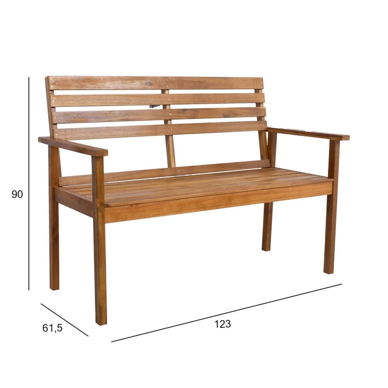 Bänk Fortuna 123x61,5x90 cm akacia - brun - Utemöbler - Utesoffa - Trädgårdsbänk & utebänk