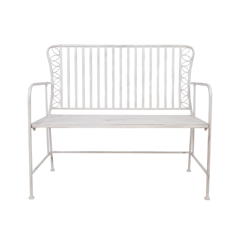Bänk Jasmine 103x50x93 cm metall - antikvit - Utemöbler - Utesoffa - Trädgårdsbänk & utebänk