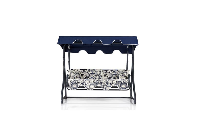 Bellan Hängsoffa Utomhus 3-sits - Svart/Mörkblå/Cremevit - Utemöbler - Utesoffa - Hängsoffa