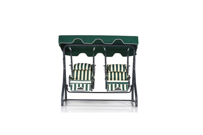 Bhika Hängsoffa Utomhus 2-sits - Svart/Vit/Mörkgrön - Utemöbler - Utesoffa - Hängsoffa