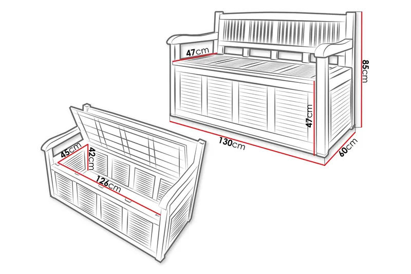 Cliffwyn Utebänk med förvaring - Grå - Utemöbler - Utesoffa - Trädgårdsbänk & utebänk