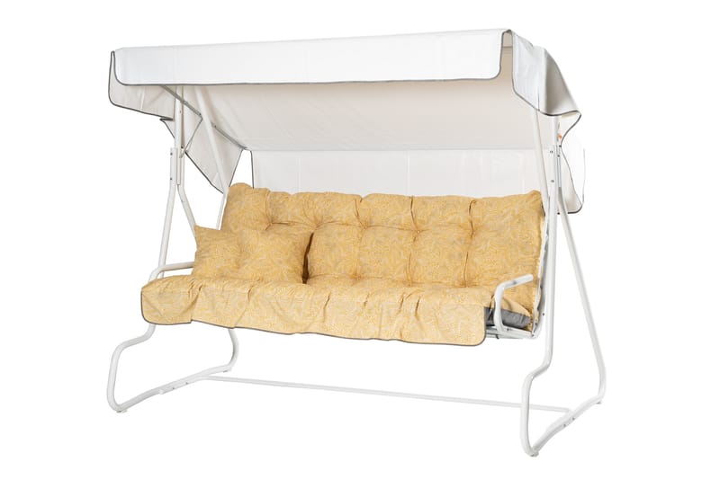 De Luxe Komplett Hammock 196 cm - Vit/Gul - Utemöbler - Utesoffa - Hammock