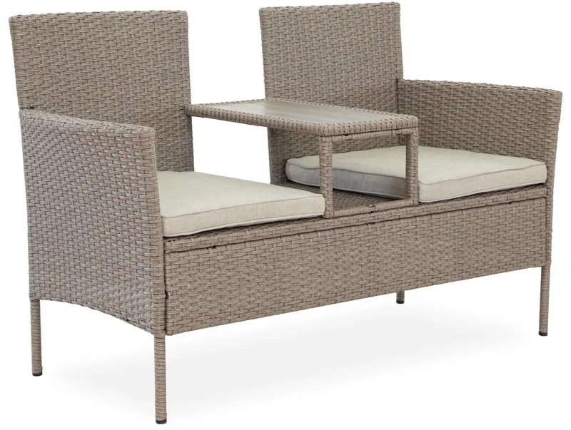 Duosoffa i konstrotting med sidobord | 139 cm |  2-sits, undefined