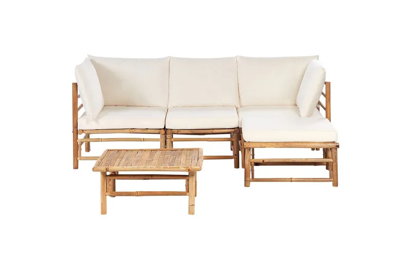 Hörnsoffa Cerreto Vit/ljust trä, 4-Sits, Vit/ljust trä, 4-Sits