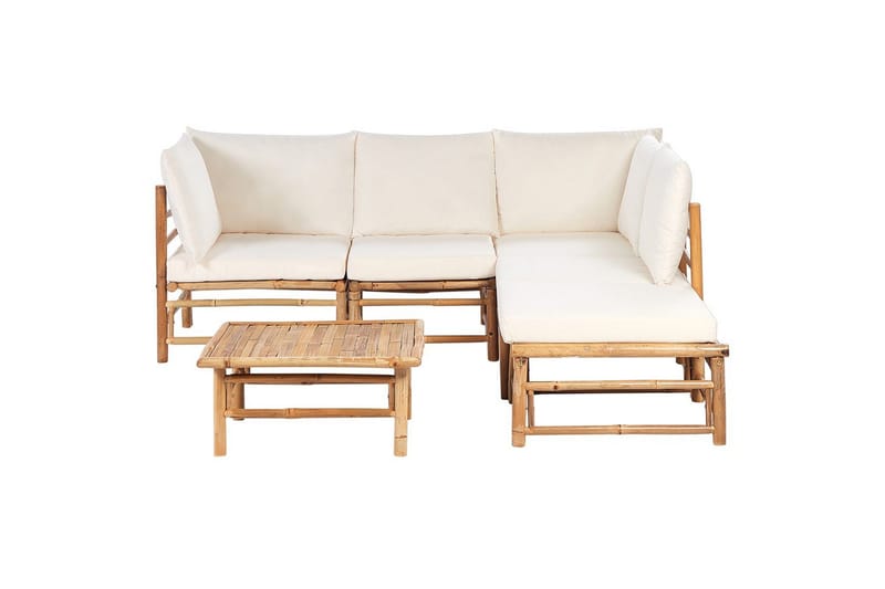 Hörnsoffa Cerreto Vit/ljust trä, 5-Sits, Vit/ljust trä, 5-Sits