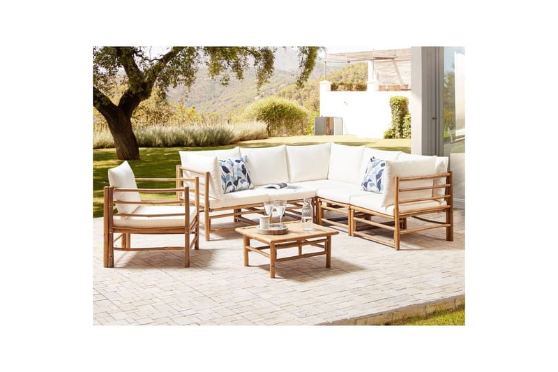 Hörnsoffa Cerreto Vit/ljust trä, 6-Sits - Vit/ljust trä, 6-Sits - Trädgård & spabad - Utemiljö - Altan & terrass - Altanmöbler