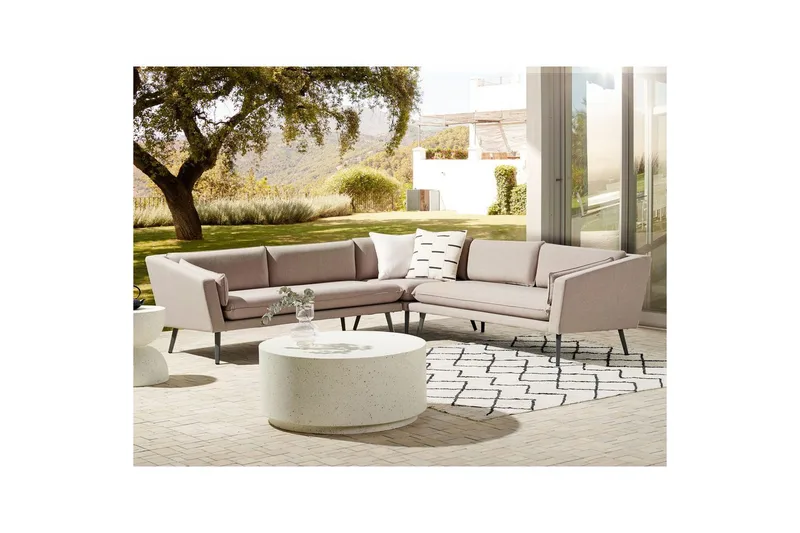 Hörnsoffa Loretello Beige/grå - Beige/grå - Utemöbler - Utesoffa - Trädgårdssoffa