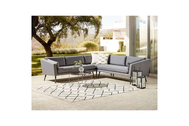 Hörnsoffa Loretello Grå - Grå - Utemöbler - Utesoffa - Trädgårdssoffa