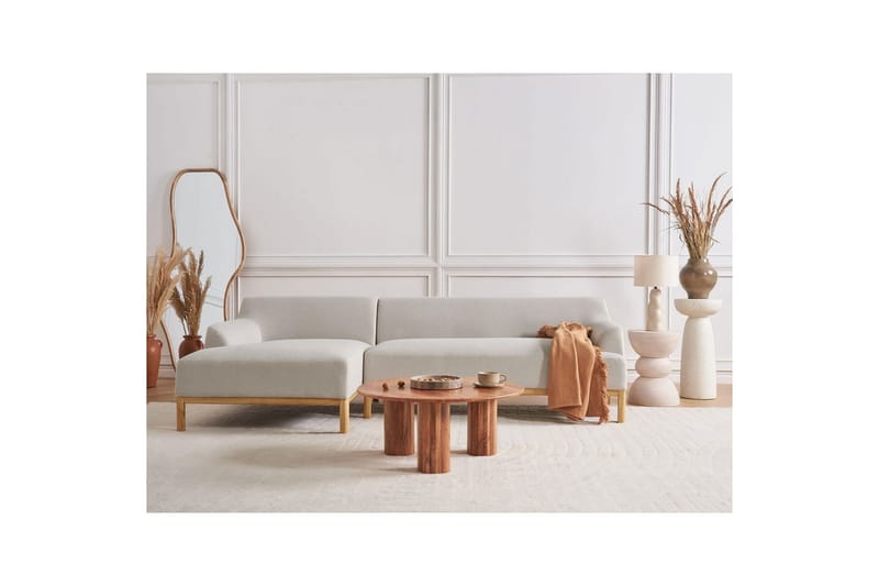 Hörnsoffa Sosjo Beige, ljust trä, Högervänd - Beige, ljust trä, Högervänd - Utemöbler - Utesoffa - Trädgårdssoffa