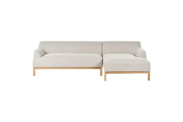 Hörnsoffa Sosjo Beige, ljust trä, Vänstervänd