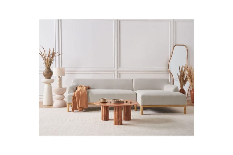 Hörnsoffa Sosjo Beige, ljust trä, Vänstervänd - Beige, ljust trä, Vänstervänd - Utemöbler - Utesoffa - Trädgårdssoffa