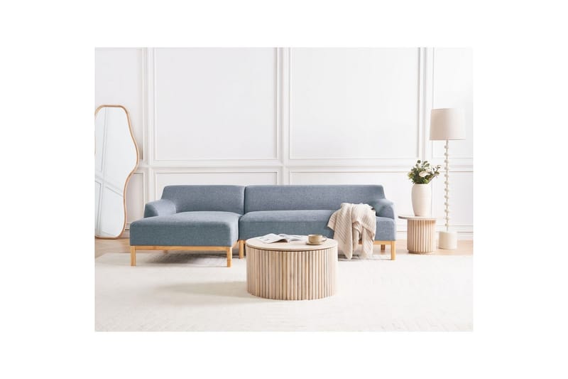 Hörnsoffa Sosjo Blått, ljust trä, Högervänd - Blått, ljust trä, Högervänd - Utemöbler - Utesoffa - Trädgårdssoffa