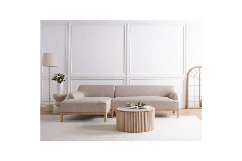 Hörnsoffa Sosjo Brunt, ljust trä, Högervänd - Brunt, ljust trä, Högervänd - Utemöbler - Utesoffa - Trädgårdssoffa