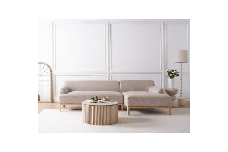 Hörnsoffa Sosjo Brunt, ljust trä, Vänstervänd - Brunt, ljust trä, Vänstervänd - Utemöbler - Utesoffa - Trädgårdssoffa