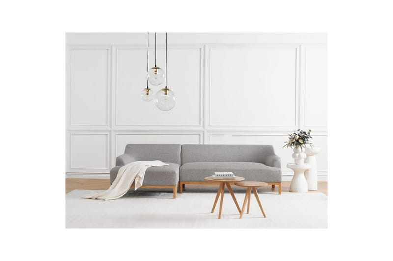 Hörnsoffa Sosjo Grå, ljust trä, Högervänd - Grå, ljust trä, Högervänd - Utemöbler - Utesoffa - Trädgårdssoffa