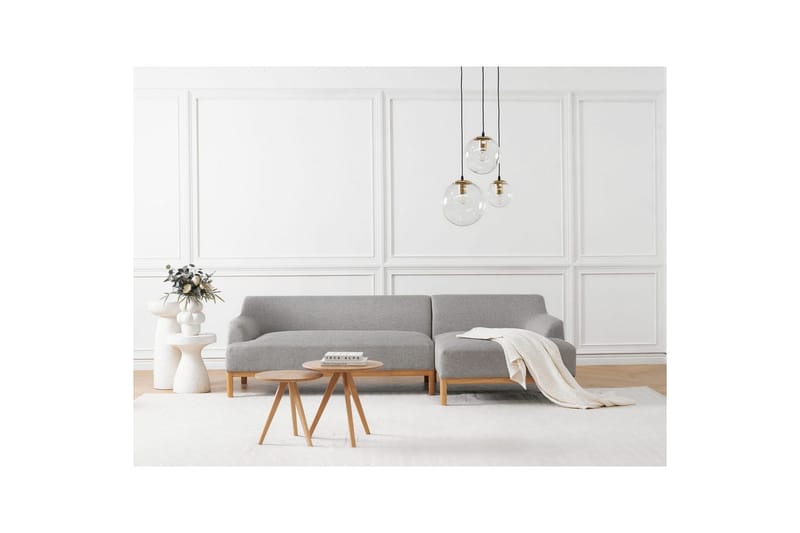 Hörnsoffa Sosjo Grå, ljust trä, Vänstervänd - Grå, ljust trä, Vänstervänd - Utemöbler - Utesoffa - Trädgårdssoffa