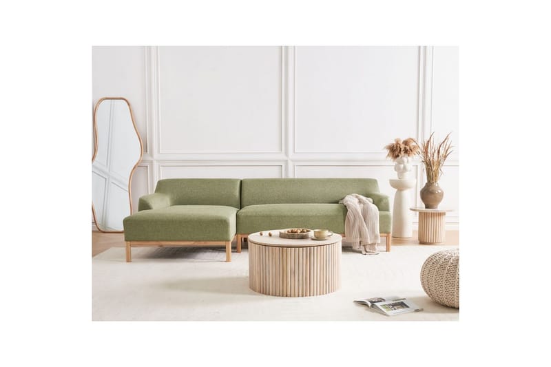 Hörnsoffa Sosjo Grönt, ljust trä, Högervänd - Grönt, ljust trä, Högervänd - Utemöbler - Utesoffa - Trädgårdssoffa