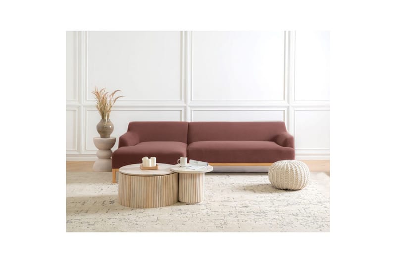 Hörnsoffa Sosjo Rött, ljust trä, Högervänd - Rött, ljust trä, Högervänd - Utemöbler - Utesoffa - Trädgårdssoffa