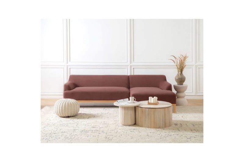 Hörnsoffa Sosjo Rött, ljust trä, Vänstervänd - Rött, ljust trä, Vänstervänd - Utemöbler - Utesoffa - Trädgårdssoffa