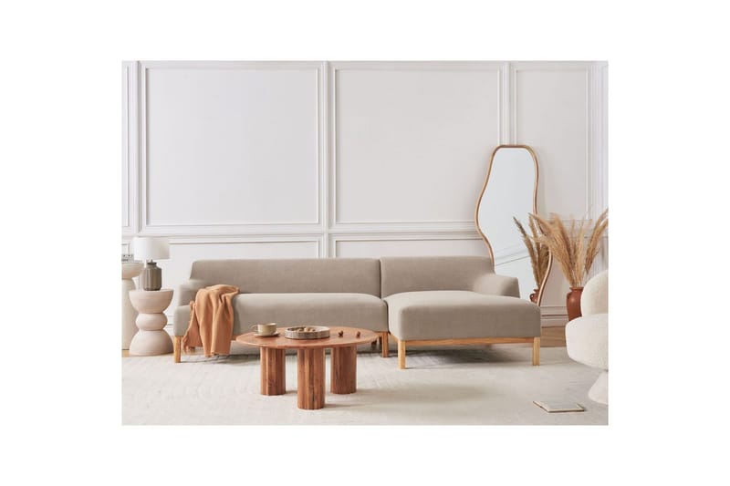 Hörnsoffa Sosjo Taupe, ljust trä, Vänstervänd - Taupe, ljust trä, Vänstervänd - Utemöbler - Utesoffa - Trädgårdssoffa