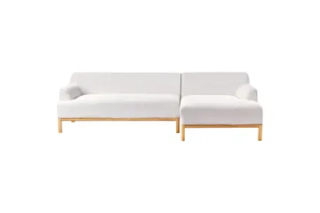 Hörnsoffa Sosjo Vit, ljust trä, Vänstervänd - Vit, ljust trä, Vänstervänd - Möbler - Soffa - Divansoffor & schäslongsoffa