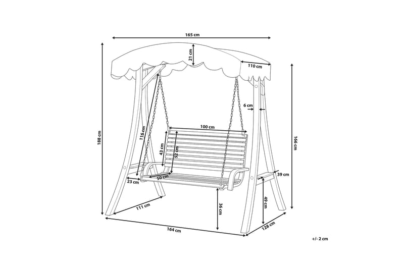 Andria Hängsoffa 164 cm - Trä/Natur - Utemöbler - Utesoffa - Hammock