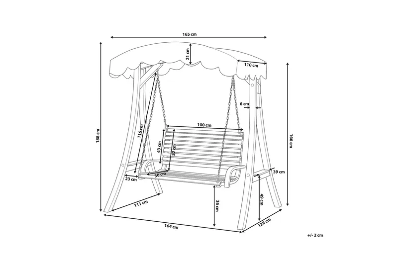 Andria Hängsoffa 164 cm - Trä/Natur - Utemöbler - Utesoffa - Hammock