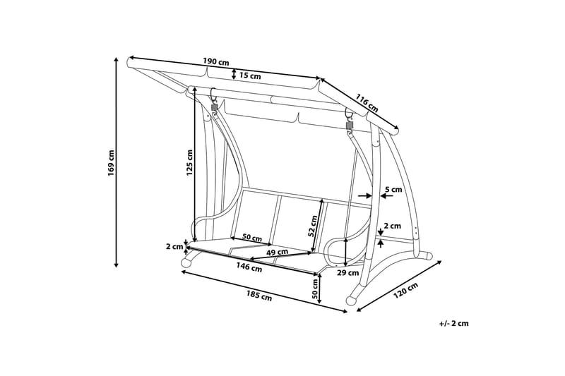 Bogart Hängsoffa 190 cm - Svart - Hammock